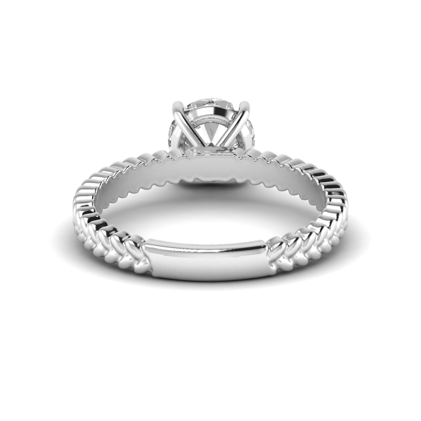 White Gold Studded 1.3 Carat Lab Grown Diamond Ring E Color VS1 Clarity.